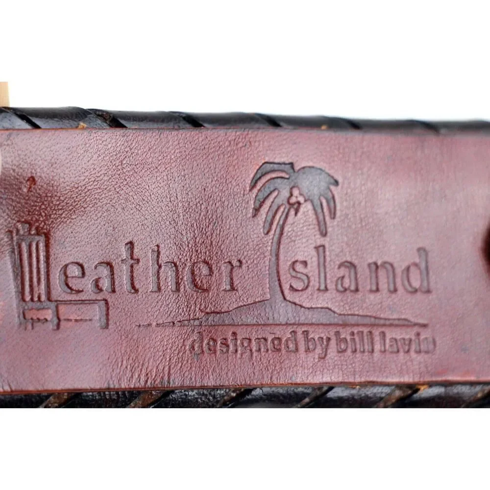 Leather Island BRAIDED BLACK BROWN GENUINE LEATHER 1.25